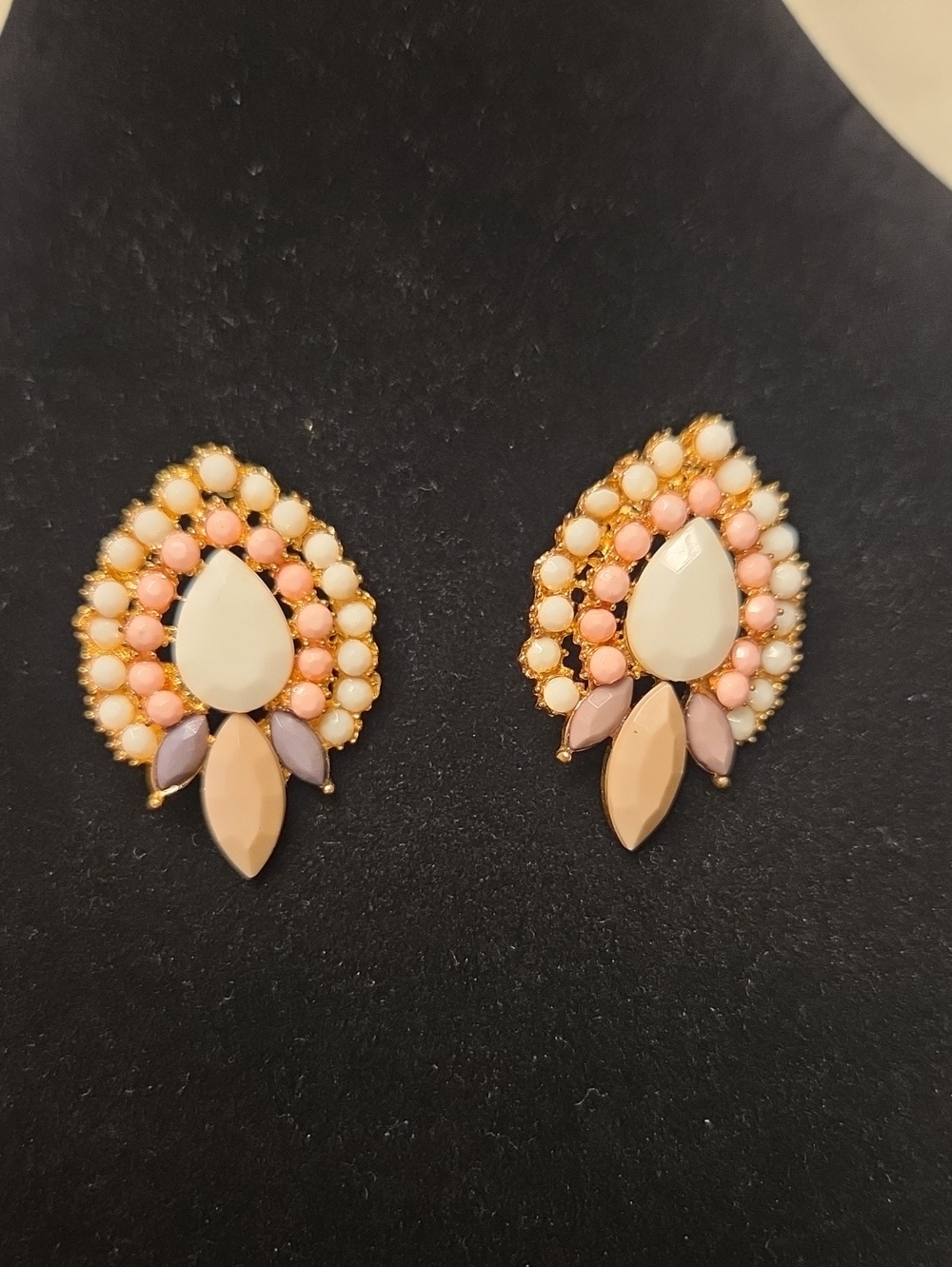 Gold-Tone Pastel Teardrop Statement Earrings - Women Jewelry